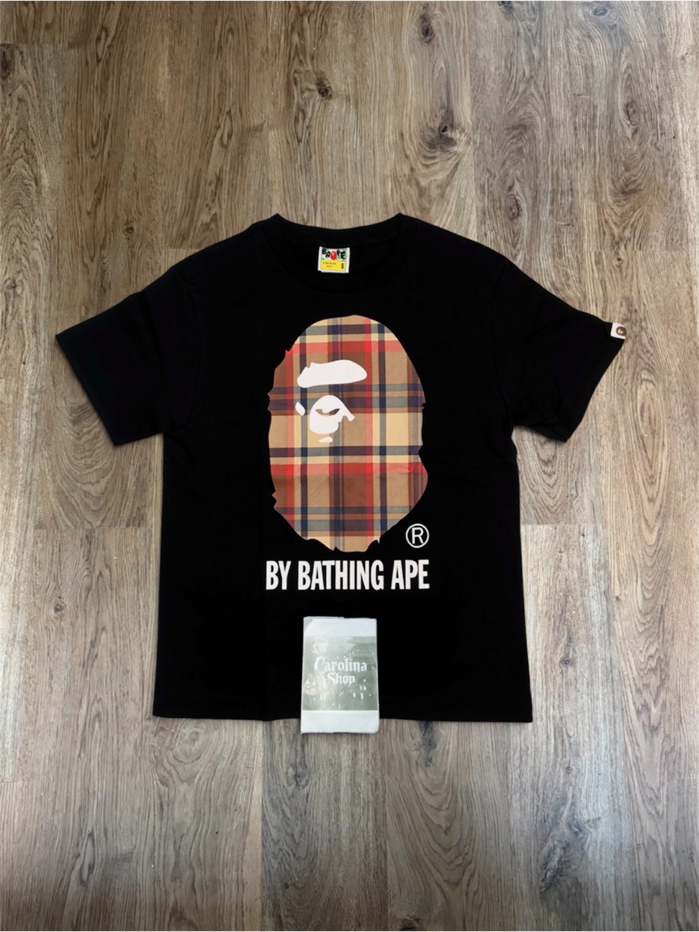 BAPE Black Plaid Check Ape Head Tee ✔️